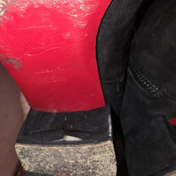 Christian Louboutin Liliboot 30 Black Suede Zipper Zip Knee High Heel Boot 35.5 - Picture 5 of 8